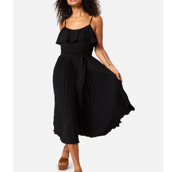 Traffic People Halter Spaghetti Strap Black Dress Flowy Midi Size Small - Picture 1 of 5